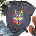 Wolf Gay Pride Lgbt Rainbow Flag On Wolf Lgbtq Bella Canvas T-shirt Heather Dark Grey