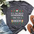 Xmas Wonderful Time For A Beer Ugly Christmas Sweaters Bella Canvas T-shirt Heather Dark Grey
