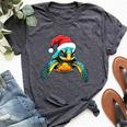 Cute Sea Turtle Christmas Santa Hat Xmas Pajama Bella Canvas T-shirt Heather Deep Teal