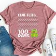 100 Days School Boys Girls Frog Time Flies Fly 100Th Bella Canvas T-shirt Heather Mauve