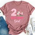 2Nd Birthday Outfit Girl Two Year Old Farm Cow Pig Tractor Bella Canvas T-shirt Heather Mauve