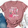 50 Year Old Made In 1974 Floral Flower 50Th Birthday Womens Bella Canvas T-shirt Heather Mauve