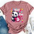 8 Years Old 8Th Birthday Panda Hearts Cute Girl Party Bella Canvas T-shirt Heather Mauve