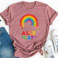 Allycat Lgbt Cat With Ally Pride Rainbow Bella Canvas T-shirt Heather Mauve