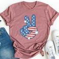 American Flag Peace Sign Hand 4Th Of July Women Bella Canvas T-shirt Heather Mauve