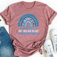 In April We Wear Blue Rainbow Autism Awareness Month Bella Canvas T-shirt Heather Mauve