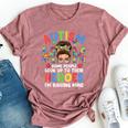 Autism Mom Raising Hero Groovy Messy Bun Autism Awareness Bella Canvas T-shirt Heather Mauve