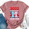 Becoming A Sister 2022 Bunny Baby Sibling Announcement Bella Canvas T-shirt Heather Mauve