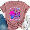 Birthday Girl 9 Year Old Butterfly Number 9 Bella Canvas T-shirt Heather Mauve