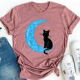 Black Cat Crescent Moon Sailor Mom Bella Canvas T-shirt Heather Mauve