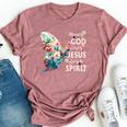 Blessed By God Loved By Jesus Floral Butterfly Christian Bella Canvas T-shirt Heather Mauve