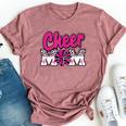 Cheer Mom Hot Pink Black Leopard Letters Cheer Pom Poms Bella Canvas T-shirt Heather Mauve
