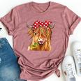 Cow Bandana Farm Animal Highland Cow Graphics Bella Canvas T-shirt Heather Mauve