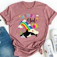 Cute Birthday Girl Orca Lovers & Killer Whale Lovers Rainbow Bella Canvas T-shirt Heather Mauve