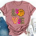 Cute Love Basketball Leopard Print Girls Basketball Bella Canvas T-shirt Heather Mauve
