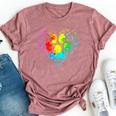 Dog Lover Mom Dad Colorful Heart Dog Paw Print Bella Canvas T-shirt Heather Mauve
