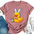 Easter Rubber Duck Bunny Ears Eggs Basket Bella Canvas T-shirt Heather Mauve