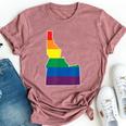 Gay Pride Flag Idaho State Map Rainbow Stripes Bella Canvas T-shirt Heather Mauve