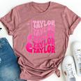 Girl Retro Taylor First Name Personalized Groovy 80'S Pink Bella Canvas T-shirt Heather Mauve