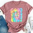 Good Vibes Only Tie Dye Groovy Retro 60S 70S Peace Love Bella Canvas T-shirt Heather Mauve