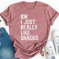 Idk I Just Really Like Snacks Toddler Boy Girl Bella Canvas T-shirt Heather Mauve