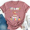 It's My Twin's Birthday Twins Matching Birthday Mom Dad Bella Canvas T-shirt Heather Mauve