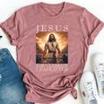 Jesus The Ultimate Deadlifter Christian Lifting Gym Bella Canvas T-shirt Heather Mauve