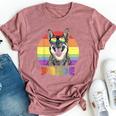 Lgbtq Swedish Vallhund Dog Rainbow Love Gay Pride Bella Canvas T-shirt Heather Mauve