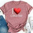 I Love Christine Name Personalized Girl Woman Friend Heart Bella Canvas T-shirt Heather Mauve