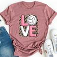Love Volleyball Leopard Print Girls Volleyball Lover Bella Canvas T-shirt Heather Mauve