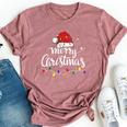 Merry Christmas Lights Red Santa Hat Xmas Family Women Bella Canvas T-shirt Heather Mauve