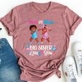 Pink Or Blue Big Sister Loves You Black Baby Gender Reveal Bella Canvas T-shirt Heather Mauve