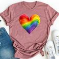 Rainbow Heart Lgbtq Flag Gay Pride Parade Love Is Love Wins Bella Canvas T-shirt Heather Mauve