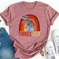 Rainbow Three Rex Retro Vintage Dinausor 3 Year Old Trex Bella Canvas T-shirt Heather Mauve