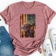 Retro Chocolate Lab With Usa Flag Chocolate Lab Dad Mom Bella Canvas T-shirt Heather Mauve