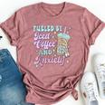 Retro Groovy Coffee Fueled By Iced Coffee And Anxiety Bella Canvas T-shirt Heather Mauve