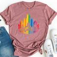 Retro Pittsburgh Skyline Rainbow Lgbt Lesbian Gay Pride Bella Canvas T-shirt Heather Mauve