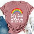 You Are Safe With Me Straight Ally Lgbtqia Rainbow Pride Bella Canvas T-shirt Heather Mauve