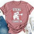 Softball Catcher Steal I Dare Ya Girl Player Bella Canvas T-shirt Heather Mauve