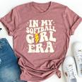 In My Softball Girl Era Retro Groovy Softball Girl Bella Canvas T-shirt Heather Mauve