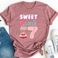 Sweet Sassy And Seven 7Th Birthday Girl Donut 7 Year Old Kid Bella Canvas T-shirt Heather Mauve