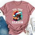 Tis The Season Football Mom Christmas Santa Hat Colorful Bella Canvas T-shirt Heather Mauve
