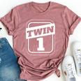 Twin 1 Twin 2 Twins Boys Twins Girls Matching Bella Canvas T-shirt Heather Mauve