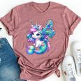 Unicorn Mermaid 4Th Birthday 4 Year Old Party Girls Outfit Bella Canvas T-shirt Heather Mauve
