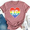Vintage Rainbow Heart Kc Bella Canvas T-shirt Heather Mauve