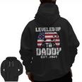 Mens Leveled Up To Daddy Est 2021 Dad Level Unlocked Zip Up Hoodie Back Print