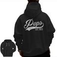 Mens Vintage Pops Est 2023 First Time Grandpa Fathers Day Zip Up Hoodie Back Print