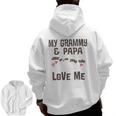 Kids My Grammy And Papa Love Me Granddaughter Sloth Zip Up Hoodie Back Print