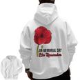 Memorial Day Red Poppy Patriotic Military Veteran Zip Up Hoodie Back Print