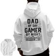 Mens Dad By Day Gamer By Night Father's Day Gaming Zip Up Hoodie Back Print